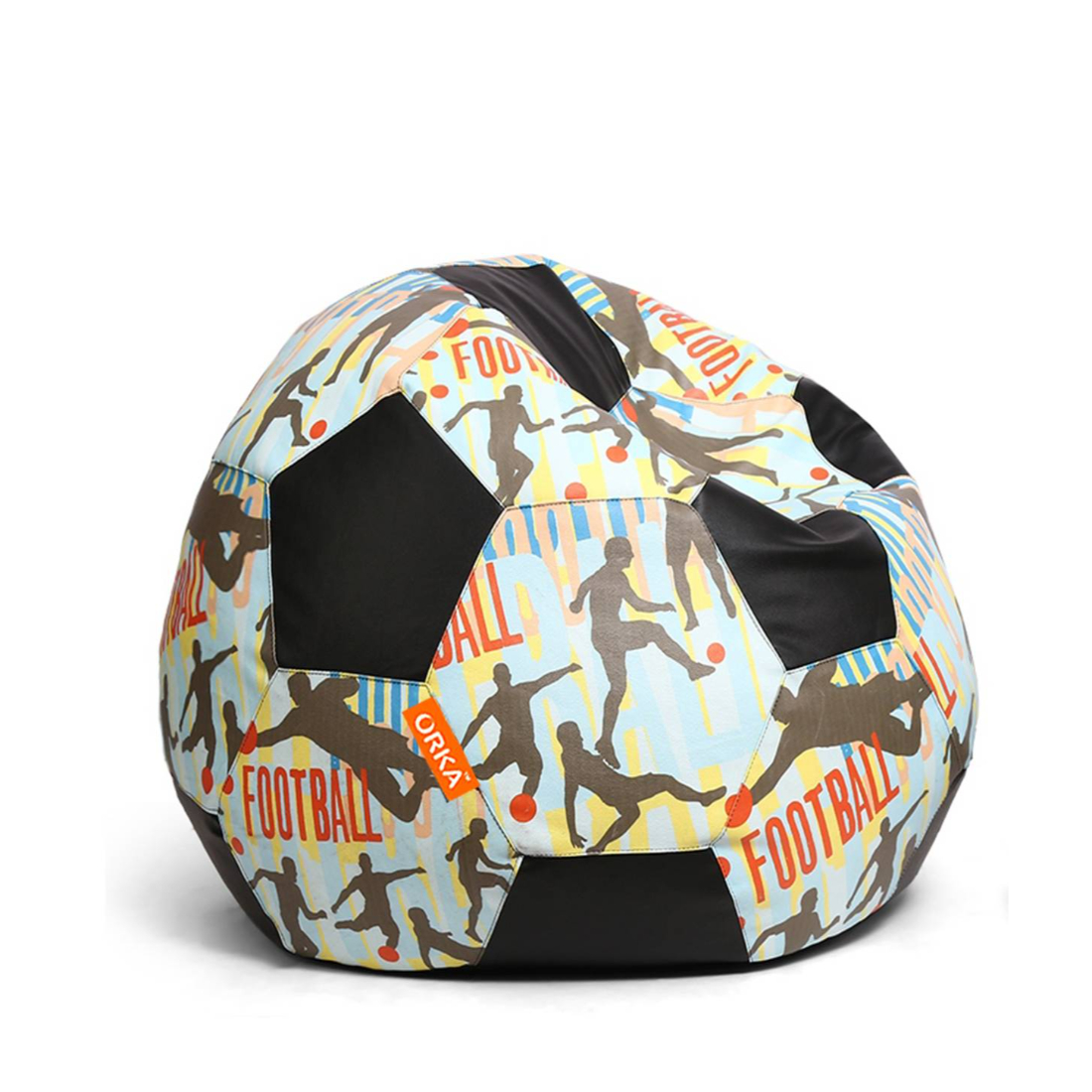 Orka Digital Printed Kids Foorball With Mathching Footstool Filled Bean Bag With Beans (FB45 Multicolor)